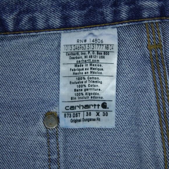 Vintage Carhartt B73 DST Faded Blue Jeans Denim Double Knee Carpenter Pant 36x29 - Picture 16 of 16